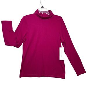 Madison Grey Turtleneck Shirt Womens Large Pink Long Sleeve Stretch Pullover Top